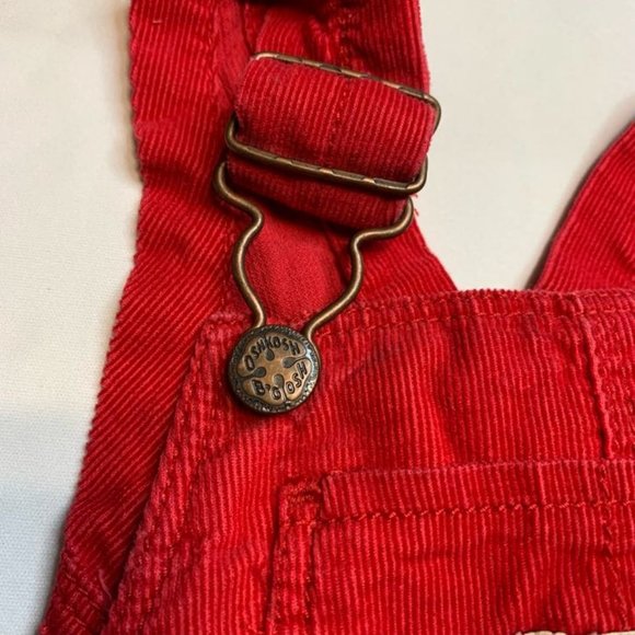 Vintage OshKosh B’Gosh Kids Lined Corduroy Overalls Red 12 Months Vestback - Picture 7 of 8